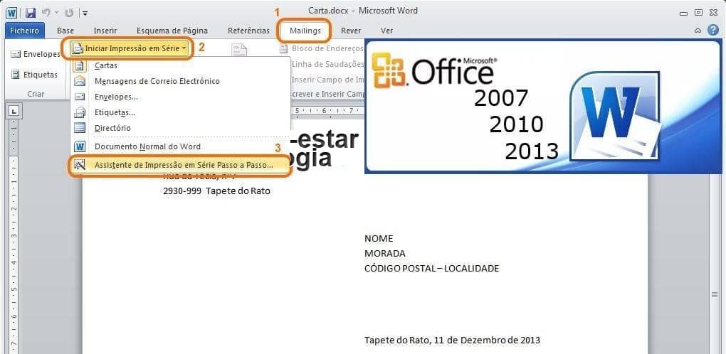 Impressão de cartas em série no Word 2007 2010 e 2013